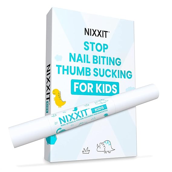 NIXXIT Tratamiento para morder uñas para niños, deja de chupar el pulgar para niños, niños pequeños, niños – Bolígrafo de esmalte de uñas sin mordida – No brillante – Sabor amargo – Solución segura y eficaz