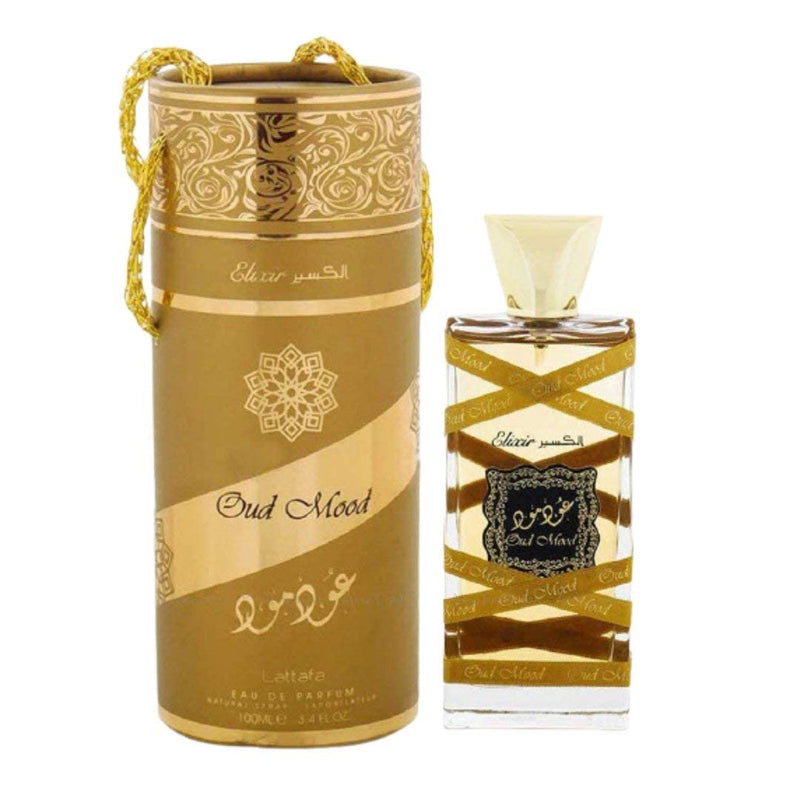Lattafa Perfumes Oud Mood Elixir EDP - 100 ML (3.4 oz) I Oriental fragrance with Oudh,Saffron and Spices I Slightly Sweet Notes I Main accords: woody,animal,suede,spicy,balsamic I Suitable for any Occasion I by Lattafa