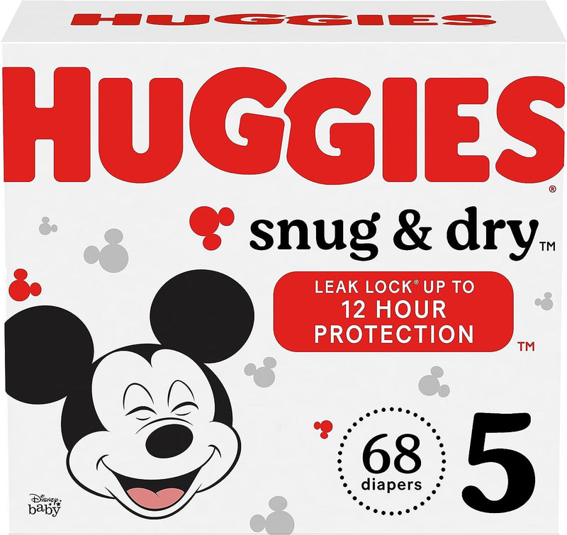 Huggies Size 5 Diapers, Snug & Dry Baby Diapers, Size 5 (27+ lbs), 68 Count