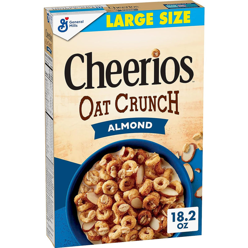 Cheerios Avena Crunch Cereal de desayuno de avena y almendras, tamaño grande, 18.2 oz