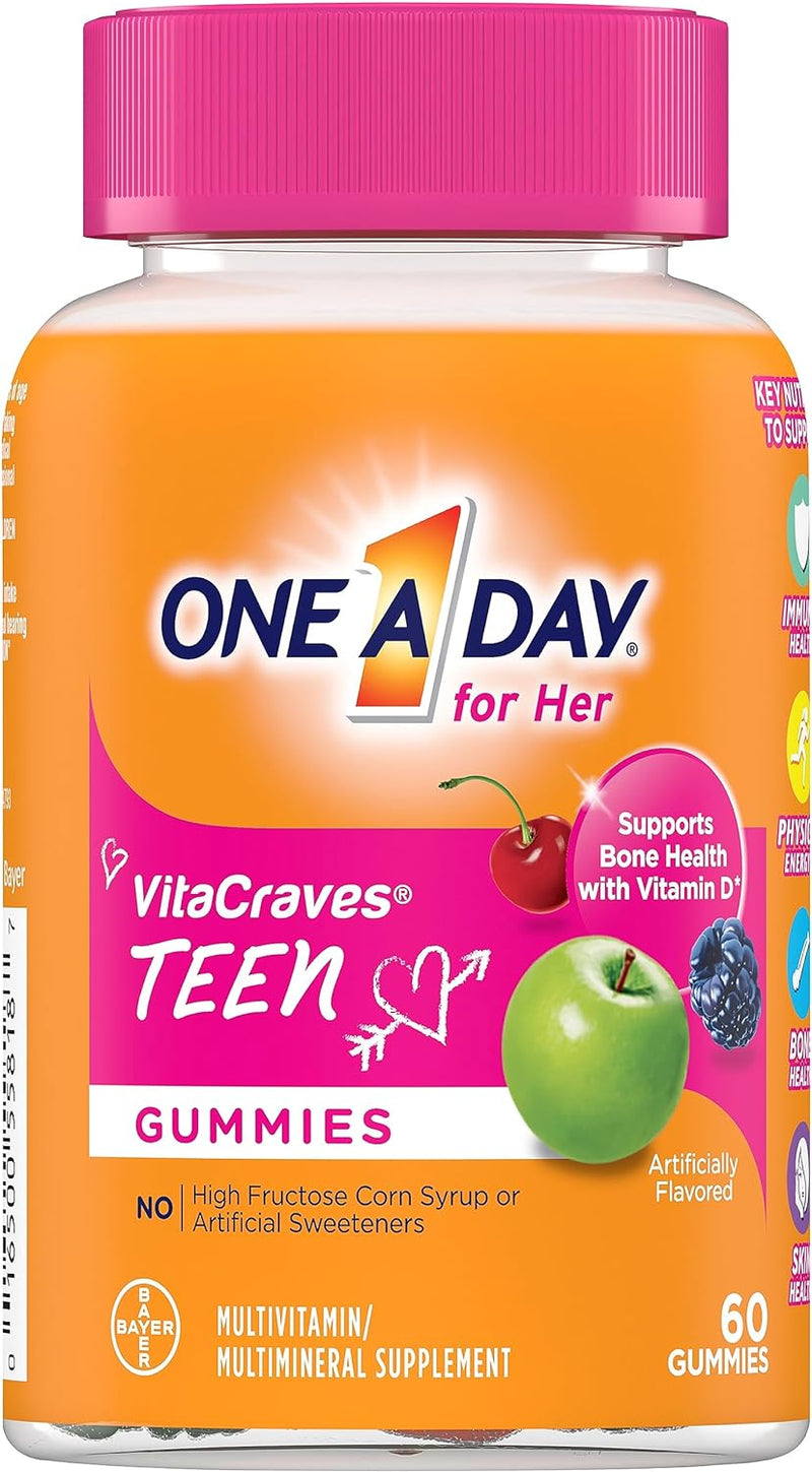 One a Day vitacraves complejo vitamínico para niñas adolescentes, 60 unidades