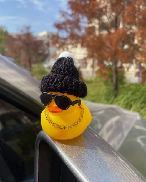 Adorno de coche con diseño de pato de dibujos animados, pato de goma