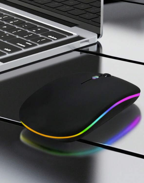 Ratón inalámbrico silencioso con luz RGB, ratón para juegos
