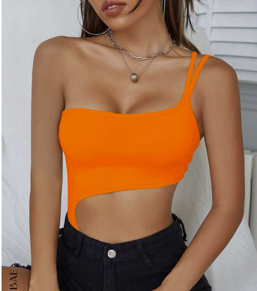 SHEIN BAE One Shoulder Cut Out Bodysuit