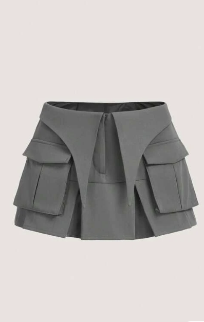 SHEIN ICON Gorpcore Flap Pocket Pleated Hem Cargo Skirt