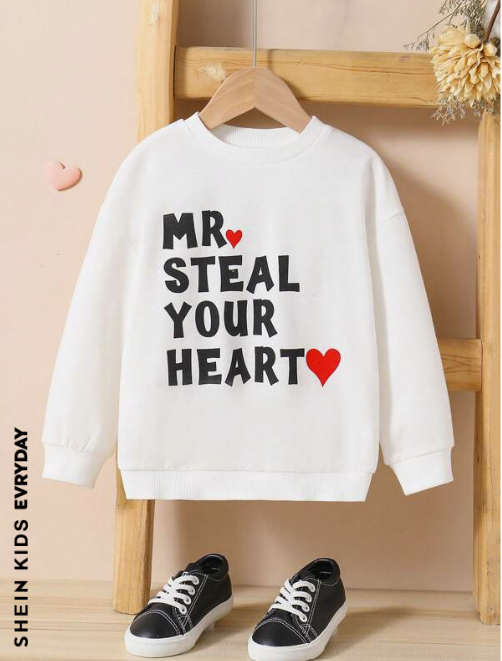 SHEIN Kids EVRYDAY Young Boy Simple Streetwear Skater Academia Letter Pattern Round Neck Pullover Sweatshirt With Drop Shoulder Sleeve, Spring/Autumn