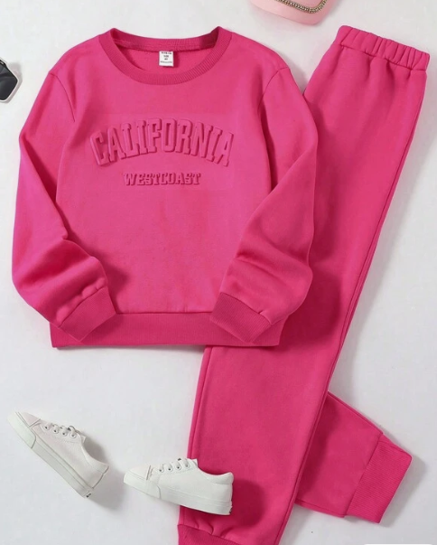Young Girl Pink Sports Leisure 2pcs Outfits For Spring And Autumn
