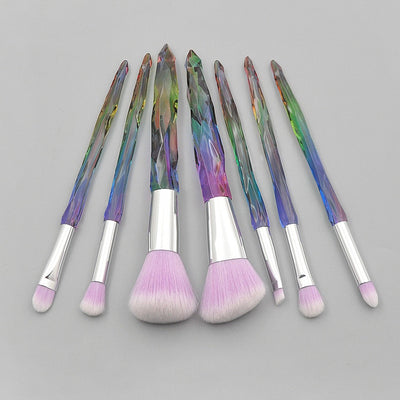 7pcs Makeup Brush Set Crystal Handle Cosmetic Brushes for Foundation Powder Concealer Eye Shadow - Color 1 purple