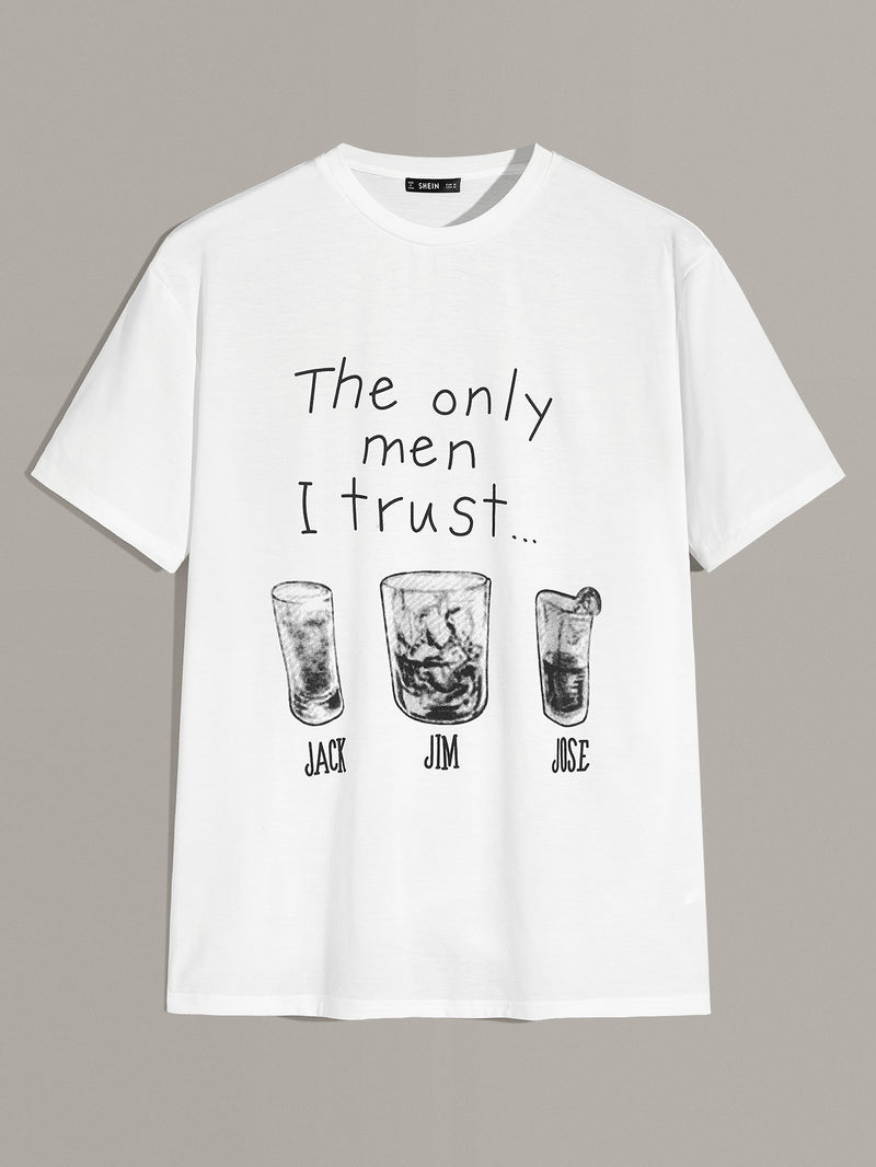 Men Slogan Graphic Round Neck Top