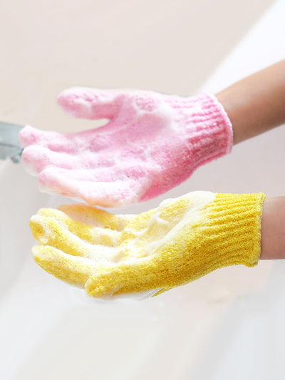 2pcs Random Color Five Finger Bath Glove Household Shower Towel Scrub Body Wash Children Home Supply Elastic Wipe Back Bathing Cleaning Glove