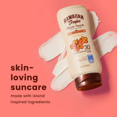 Hawaiian Tropic Sheer Touch Lotion Sunscreen 8 Oz, SPF 30, Oil Free, Water Resistant (80 Minutes)