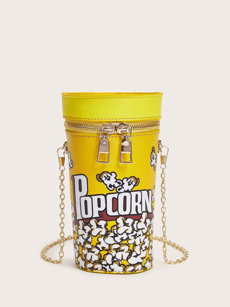 Mini Popcorn Bucket Design Chain Crossbody Bag