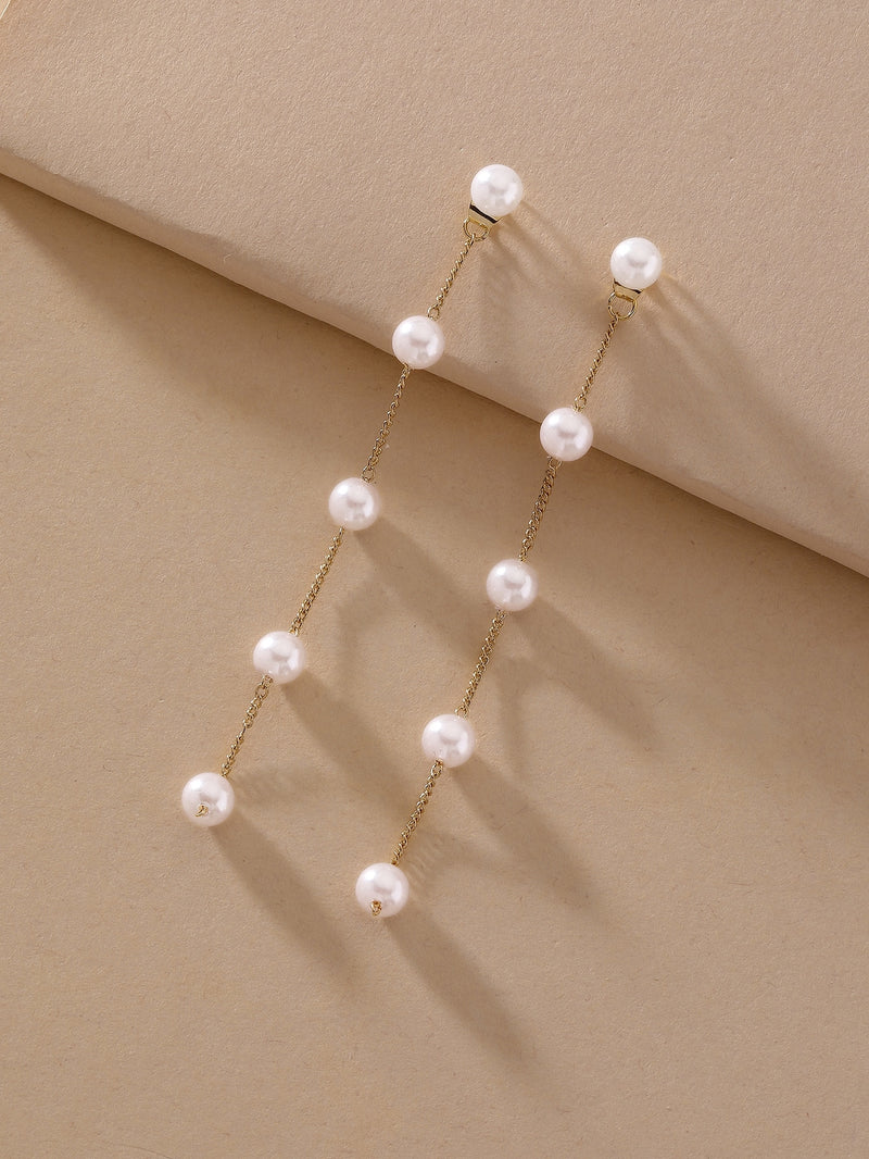 Faux Pearl Decor Drop Earrings