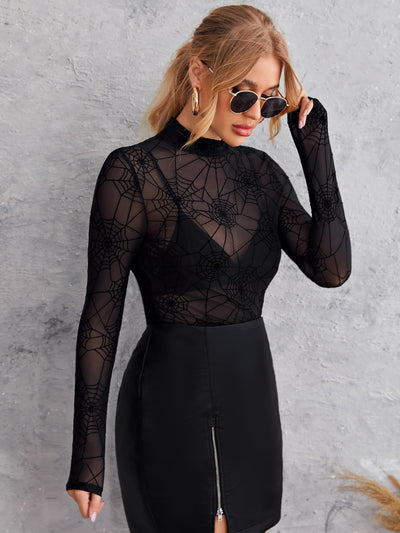 Unity Mock Neck Mesh Top Without Bra