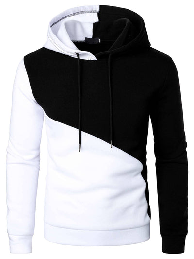 Men Two Tone Drawstring Hoodie