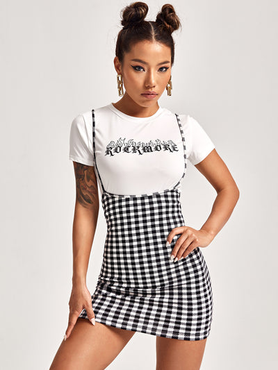 Unity Gingham Overall Dress Without Tee