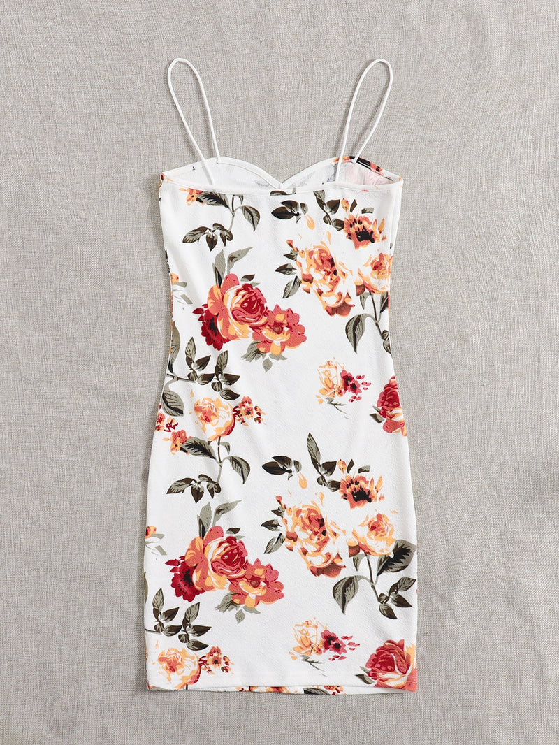 Floral Print Form Fitted Cami Dress
