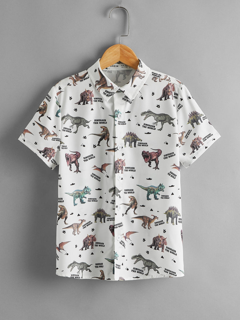 Boys Dinosaur Letter Graphic Shirt