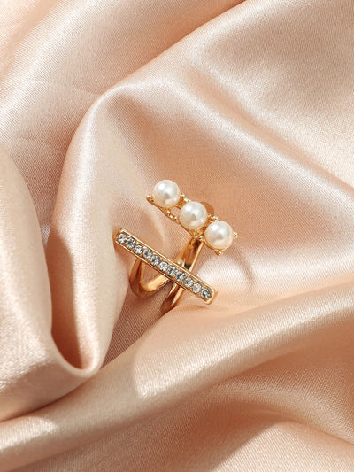 Rhinestone Faux Pearl Decor Ring