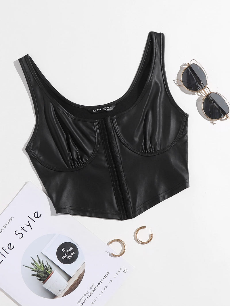 ICON Faux Leather Bustier Cropped Tank Top VERO