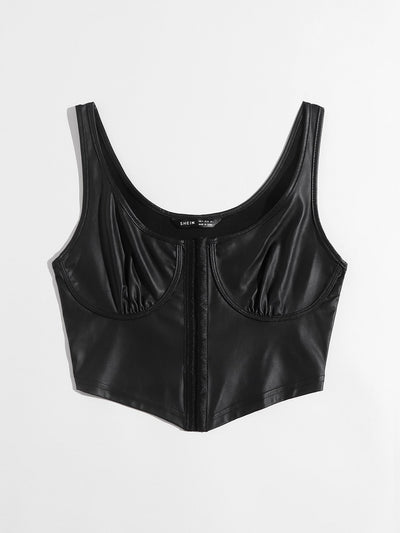 ICON Faux Leather Bustier Cropped Tank Top VERO