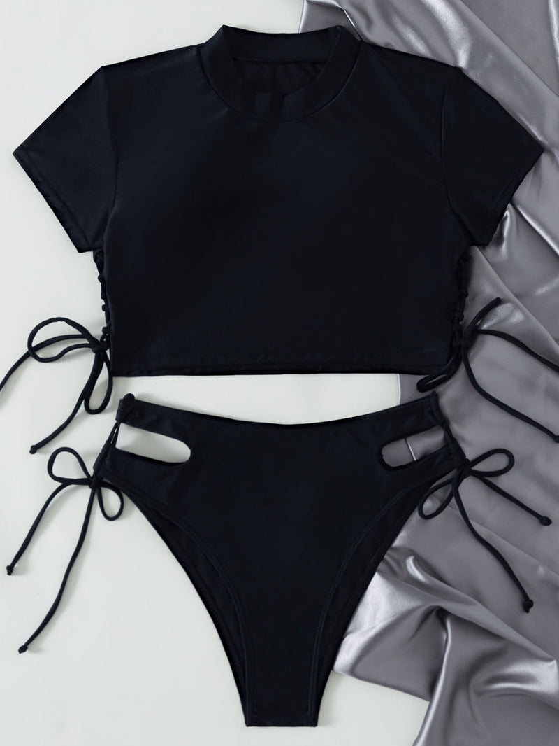 Cut Out Tie Side Bikini Swimsuit