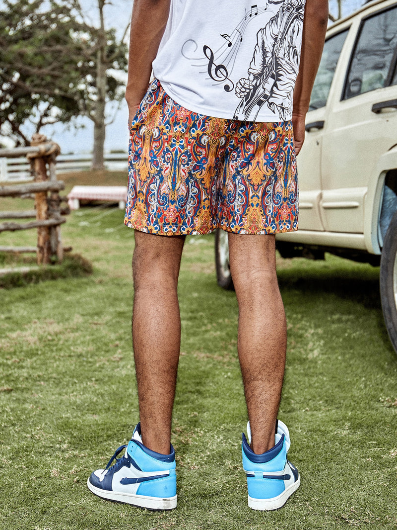 Men Allover Print Shorts