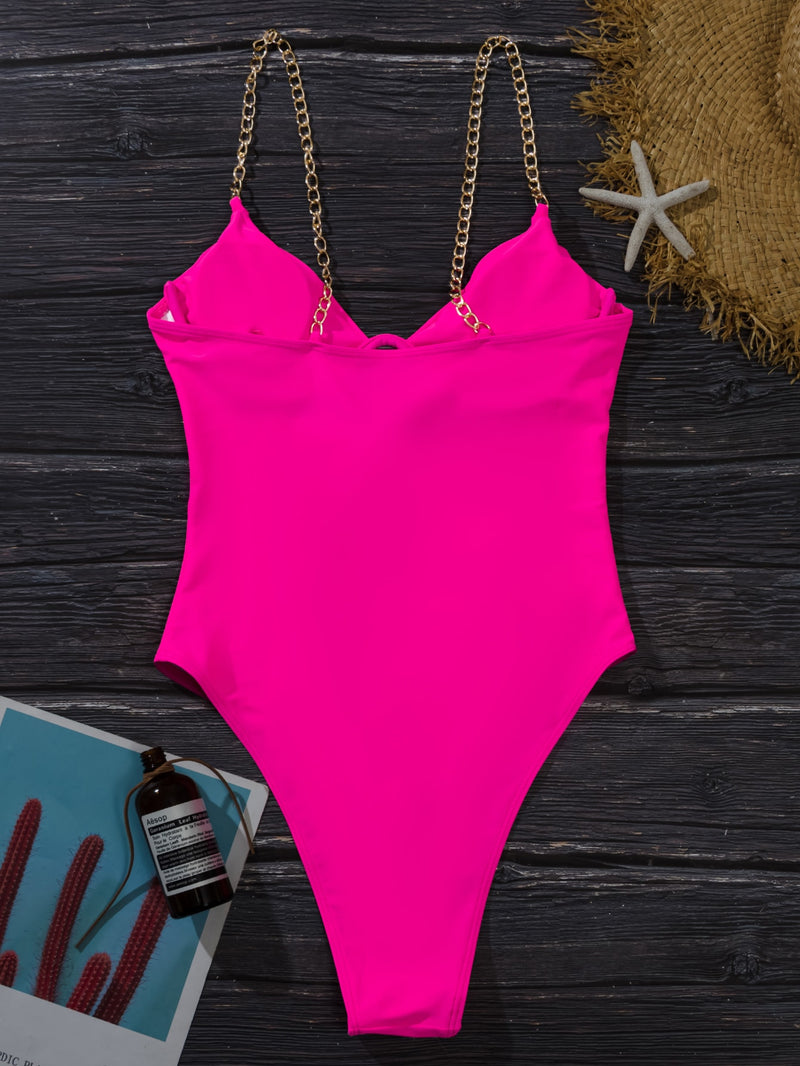 Cut out Chain Linked One Piece Swimsuit