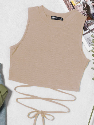 Lace Up Waist Tank Top