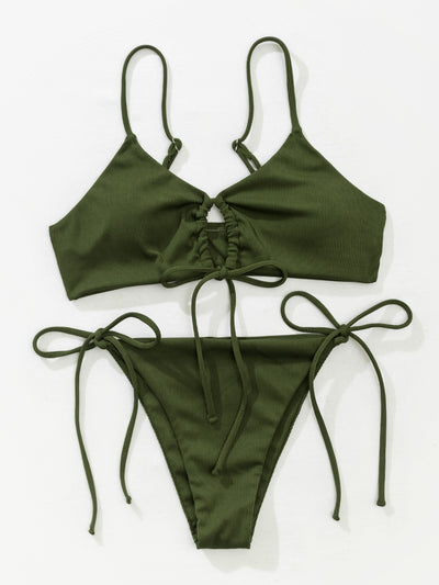 Rib Tie Side Bikini Swimsuit