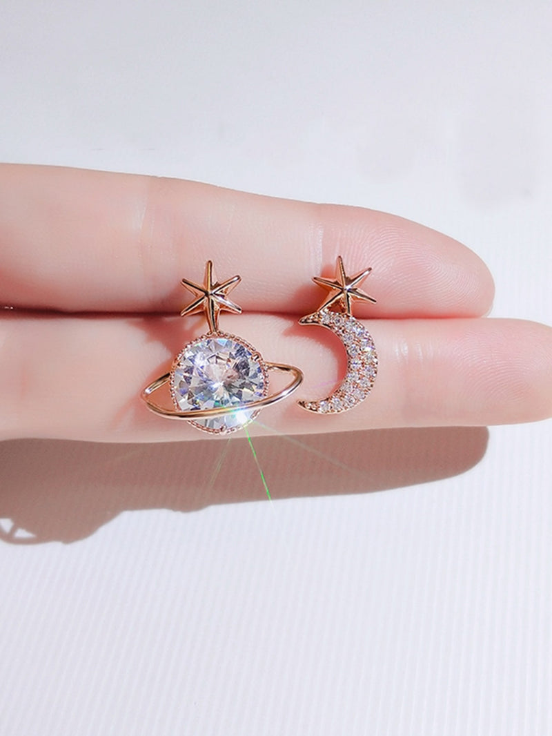 Rhinestone Decor Mismatched Earrings