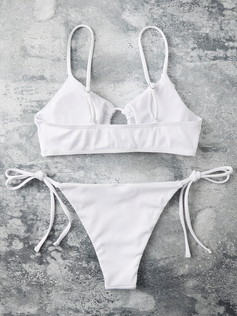 Rib Tie Side Bikini Swimsuit