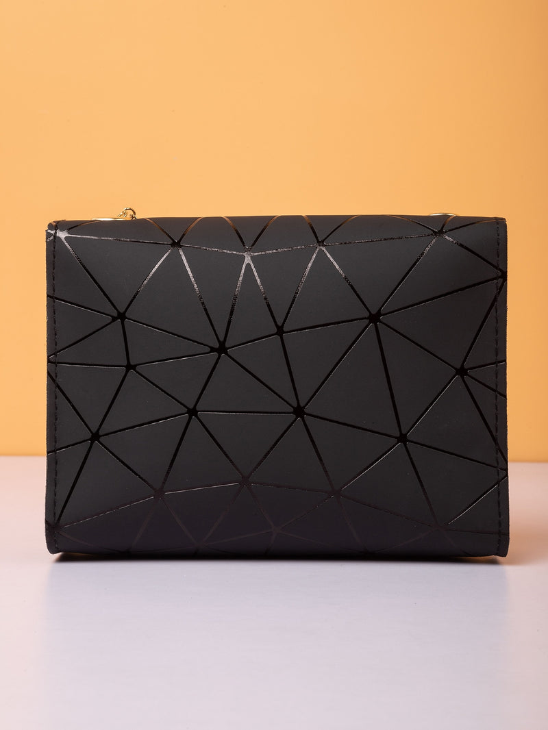 Mini Twist Lock Geometric Pattern Flap Square Bag
