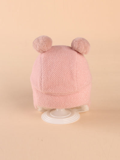 Baby Pom Pom Decor Cartoon Embroidered Hat