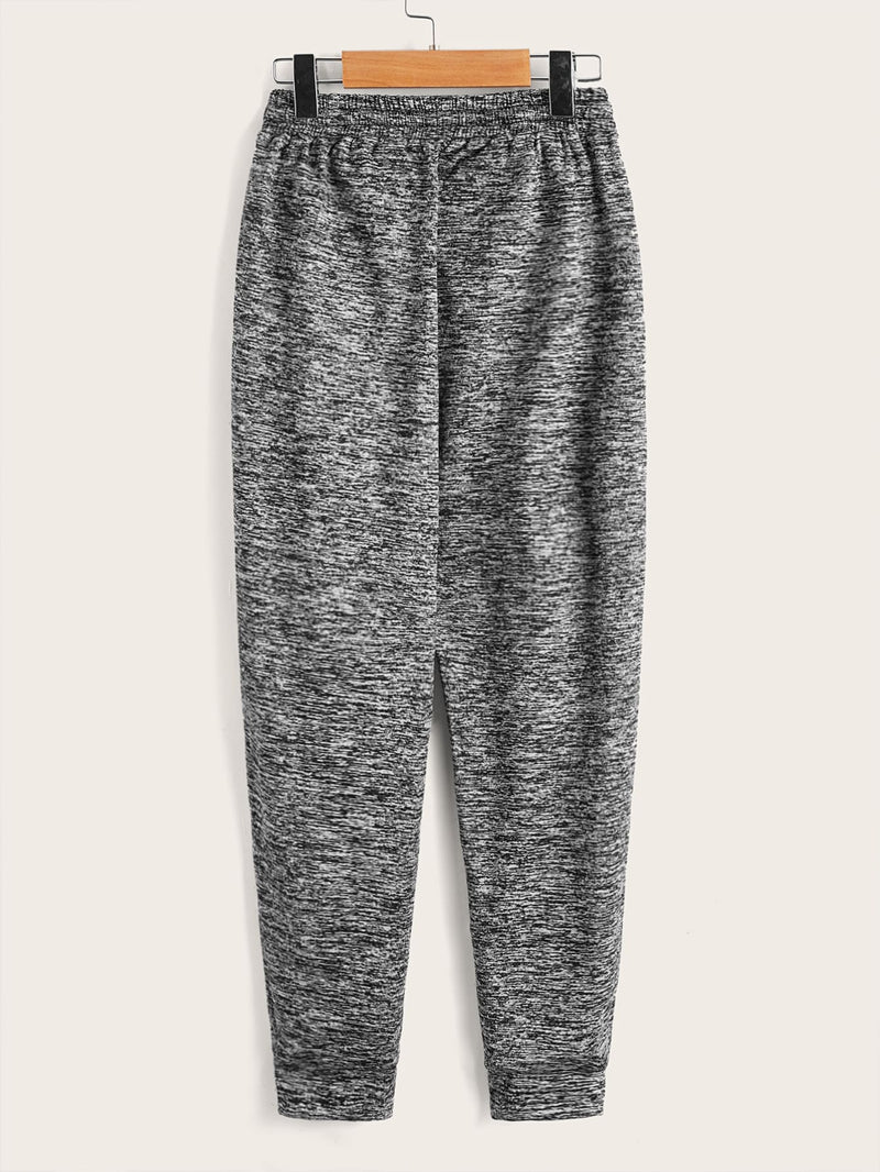 Boys Marled Antler Embroidery Drawstring Waist Sweatpants