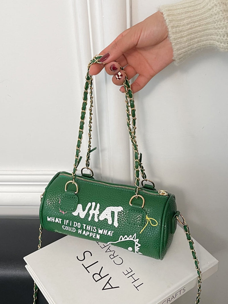 Graffiti Graphic Chain Bucket Bag