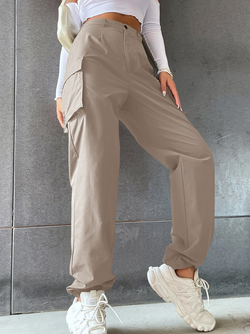 Solid Flap Pocket Pants