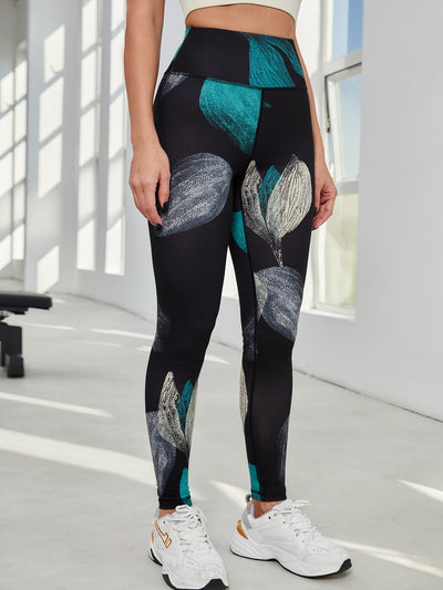 Plants Print Absorbs Sweat Breathable Softness Sports Leggings