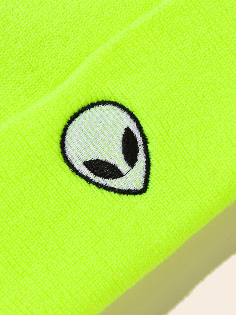 Men Alien Embroidered Beanie