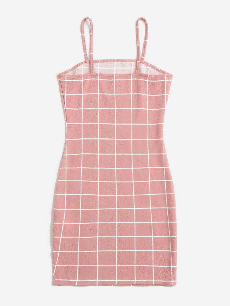 Split Hem Grid Cami Dress