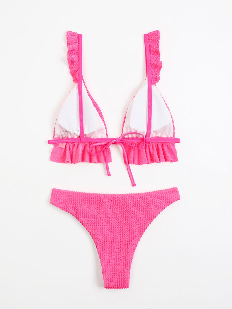 Ruffle Hem Triangle Bikini Swimsuit