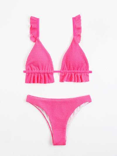 Ruffle Hem Triangle Bikini Swimsuit