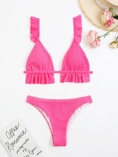 Ruffle Hem Triangle Bikini Swimsuit