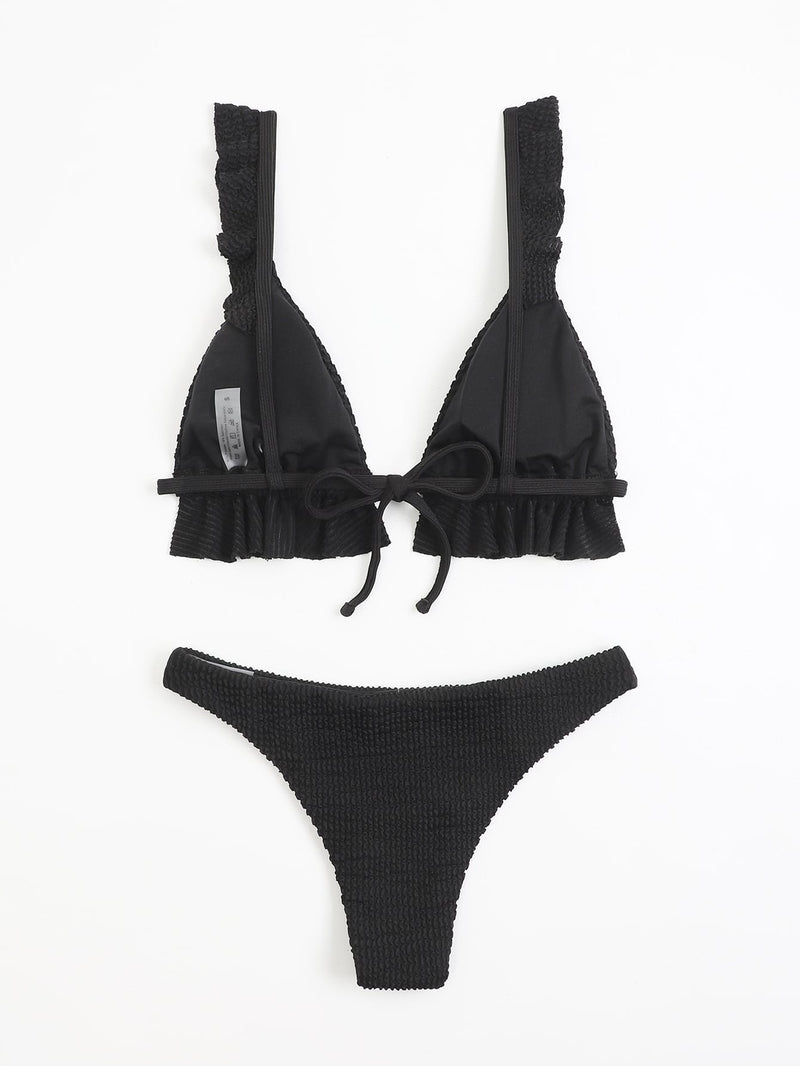 Ruffle Hem Triangle Bikini Swimsuit