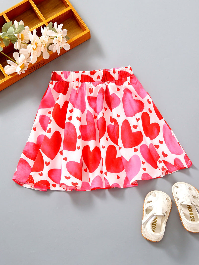 Toddler Girls Heart Print Skirt