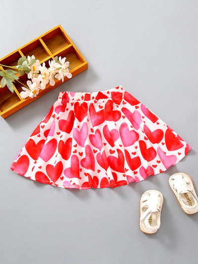 Toddler Girls Heart Print Skirt