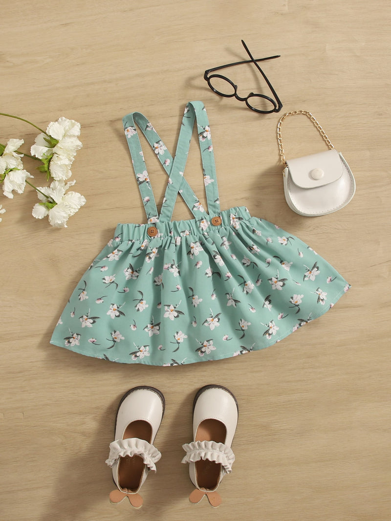 Baby Floral Print Suspender Skirt