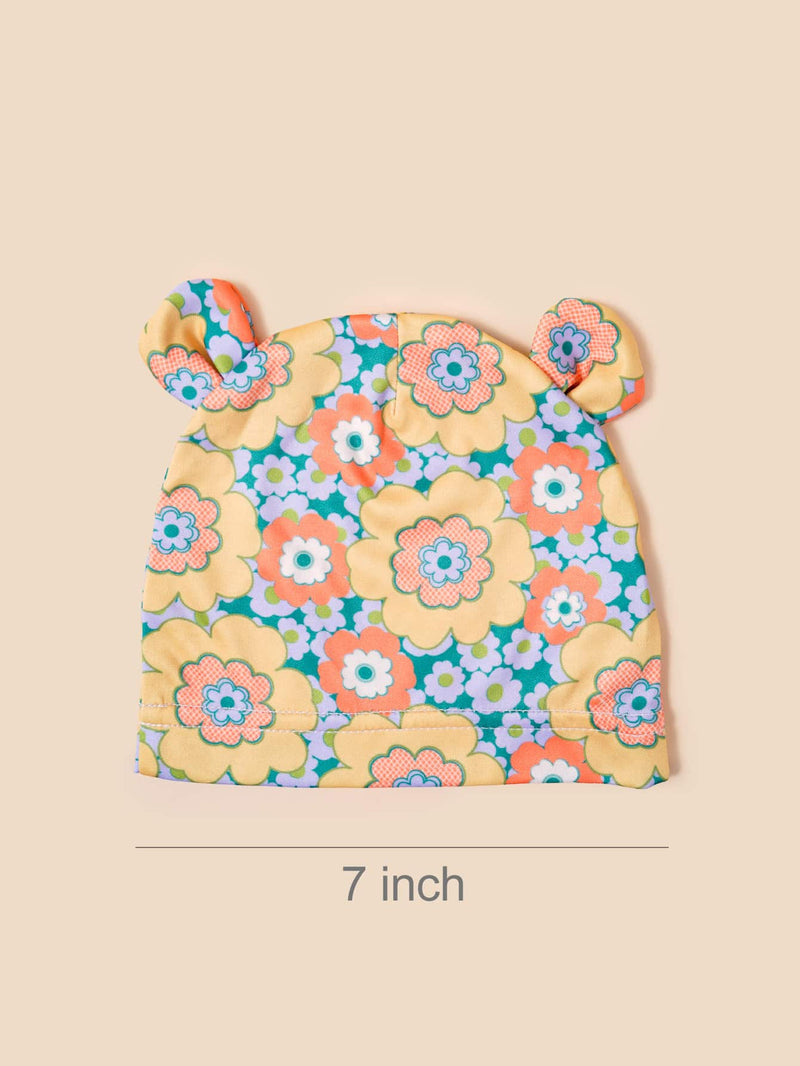 Baby Allover Floral Print Hat & Gloves