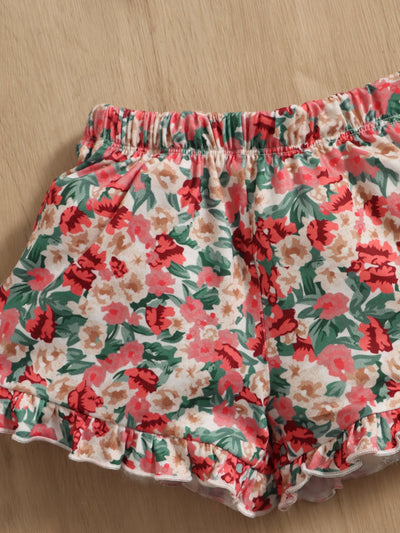 Toddler Girls Floral Cami Top Ruffle Hem Shorts