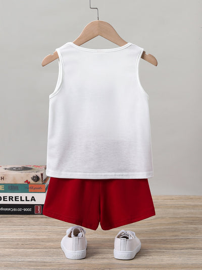 Toddler Boys Letter And Car Print Tank Top Shorts